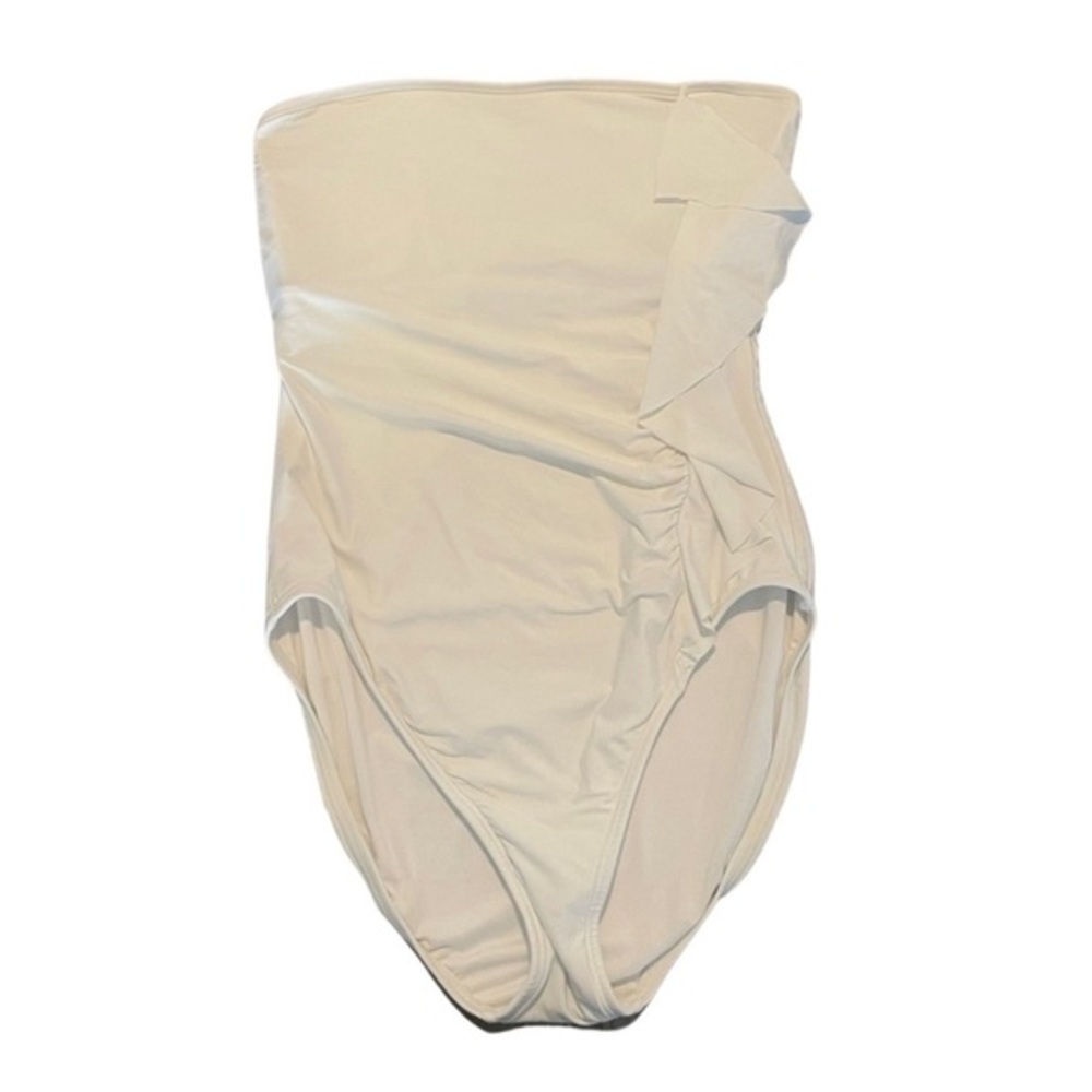 DKNY Women’s Strapless One Piece Swimsuit White Size 14.